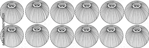 Abstract Circular Textured Sphere Beads Set, CAD Drawing Flat Vector Illustration, Minimalist Round Geometric Pattern Elements for Modern Design Projects