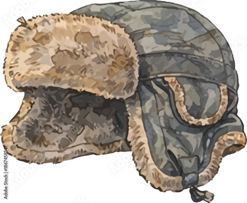 Green Camouflage Trooper Hat with Fur Trim | Winter Earflap Art