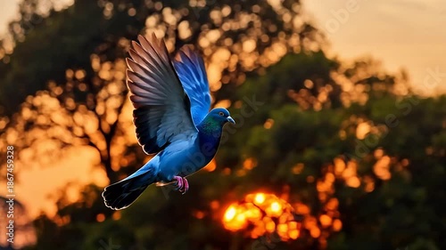 Blue-grayPigeonSoaringatSunset