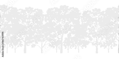 A minimalist silhouette of a dense forest with uniformly shaped trees