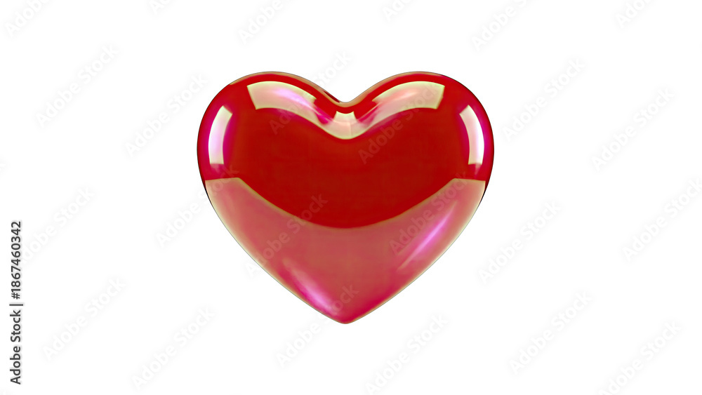 Fototapeta premium Glossy Red Heart Isolated on White Background