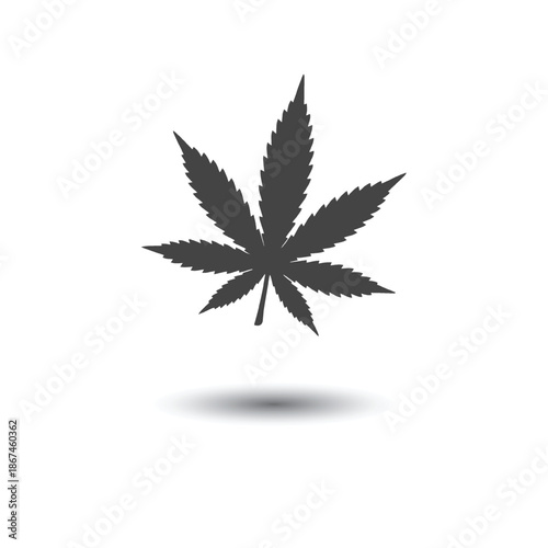 Cannabis Leaf Silhouette with Subtle Shadow