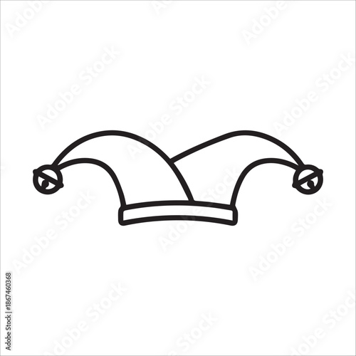 Vector jester hat icon in line style on white background