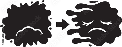 Transformation of a blob into an angry face illustration