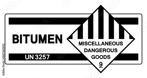 Bitumen UN 3257 Symbol Sign, Vector Illustration, Isolate On White Background, Label.EPS10