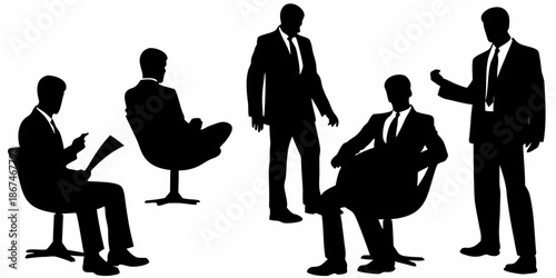 Silhouette of business people in a meeting or professional discussion setting