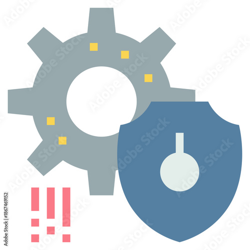 gear wheel system online setting cyber security protection flat style icon