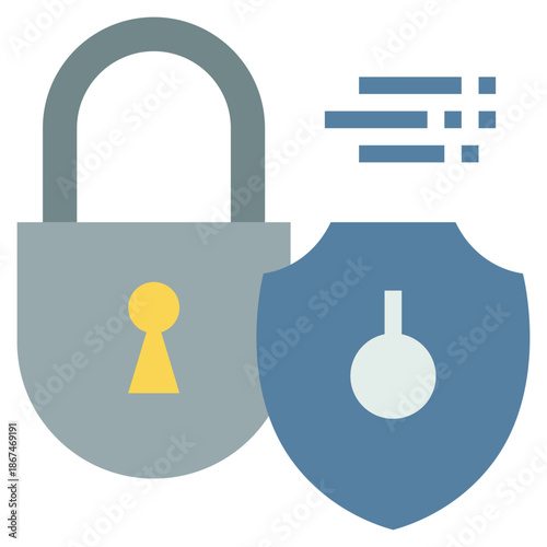 key lock online cyber security protection flat style icon