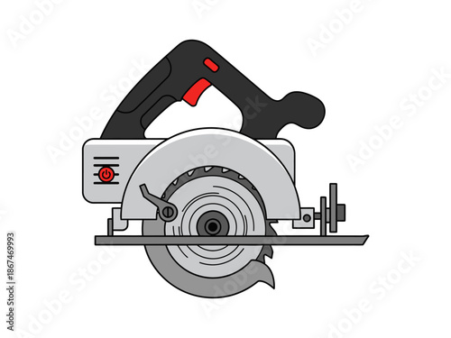 Illustration of a Circular Saw Power Tool for Woodworking and Construction Projects