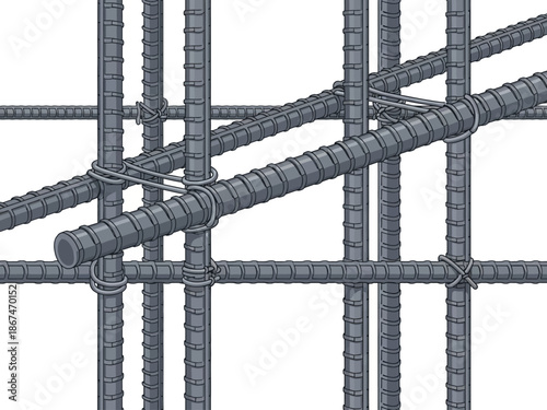 Reinforcement Steel Detailed Close-up of Tied Rebar Structures Used in Construction