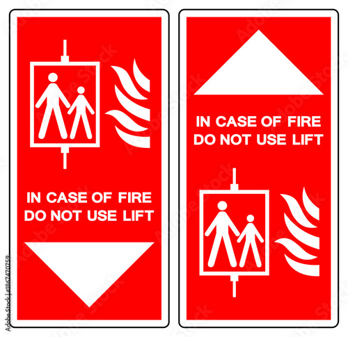 In Case Of Fire Do Not Use Lift Symbol Sign, Vector Illustration, Isolate On White Background Label.EPS10