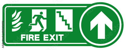 Fire Exit Stair Left Up Symbol Sign, Vector Illustration, Isolate On White Background Label. EPS10