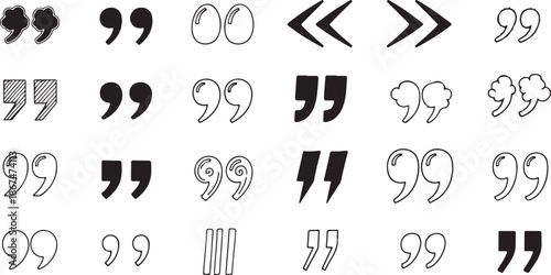 Quotation mark doodle hand drawn set vector.eps