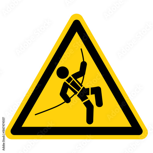 Safety Harness Required Symbol Sign, Vector Illustration, Isolated On White Background Label.EPS10