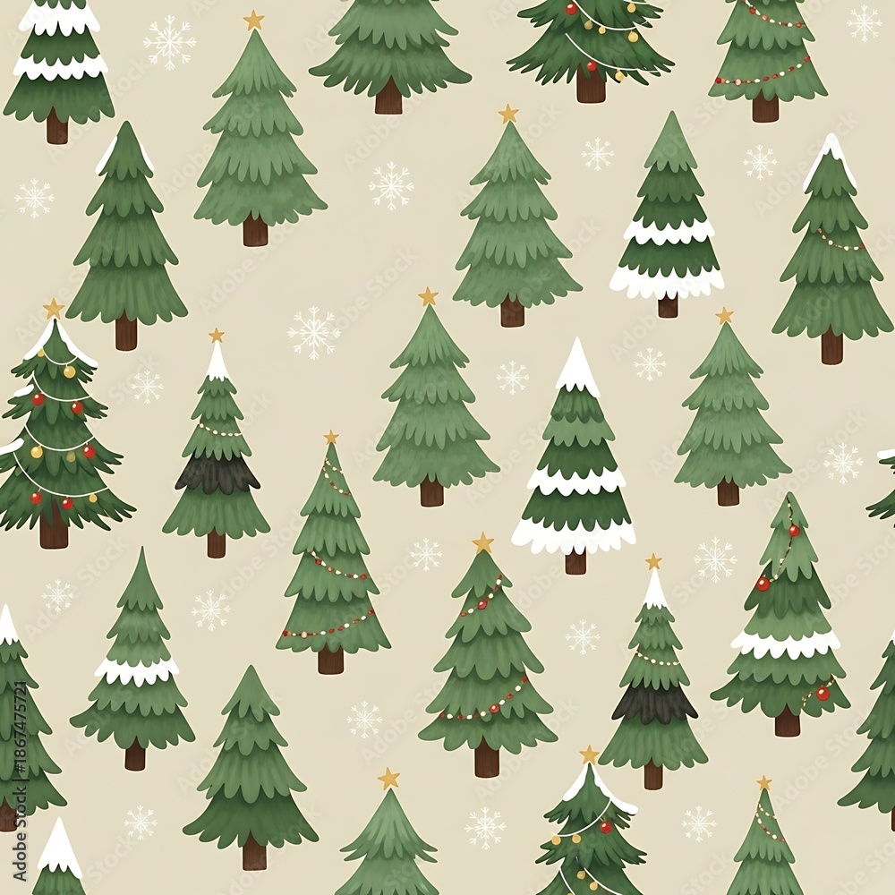Obraz premium Festive Christmas Tree Pattern.