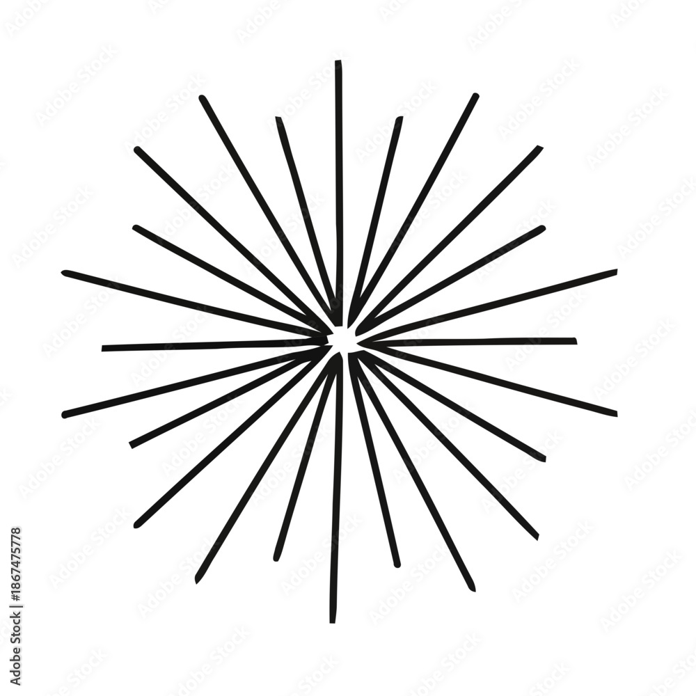 Obraz premium A minimalist vector graphic illustration of a starburst design with radiating lines