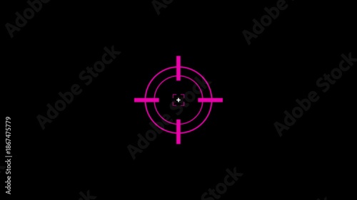 Animated of target icon with crosshair design symbolizes precision, accuracy, and focus in digital interfaces.Targeting System with Animated Crosshairs and Digital Data Readout.