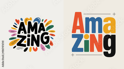 a vibrant visual presentation showcases the word amazing creatively styled with colorful foliage and bold typography evoking positivity high quality professional detailed modern elegant stylish clean