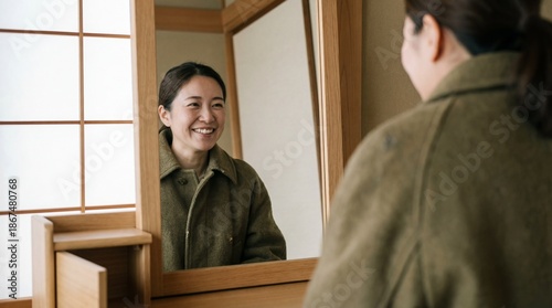 A woman's genuine smile ref...