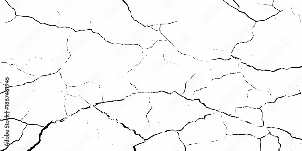 Obraz premium black and white dust and cracked concrete wall Texture pattern design element white background. 