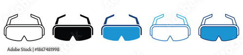 Safety glasses icon set in multiple styles