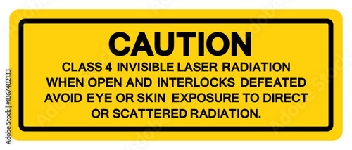 Caution Class 4 Invisible Laser Radiation Symbol Sign,Vector Illustration, Isolate On White Background Label.EPS10