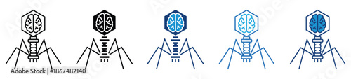 Bacteriophage icon set in multiple styles