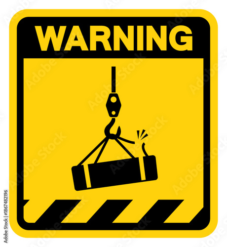 Overhead Hoist Warning Sign, Vector Illustration, Isolate On White Background Label. EPS10