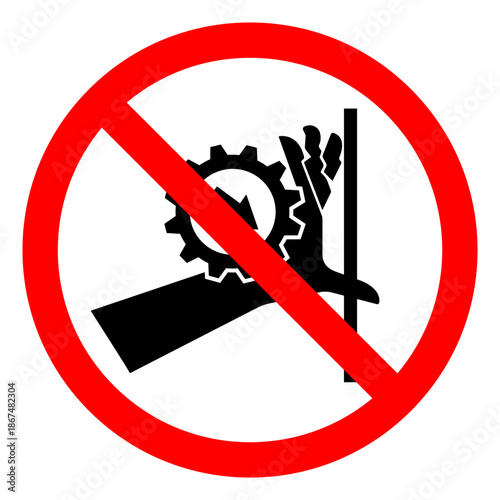 Injury Hazard Hand Entanglement Gear Crusher Symbol Sign, Vector Illustration, Isolate On White Background Label. EPS10