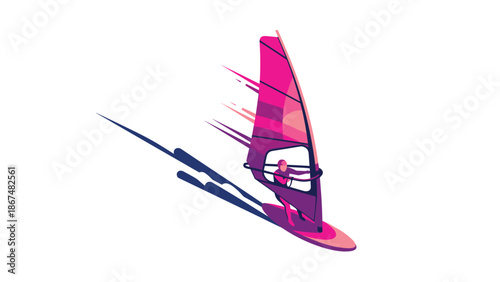 Energetic windsurfing adventure in vibrant gradient style