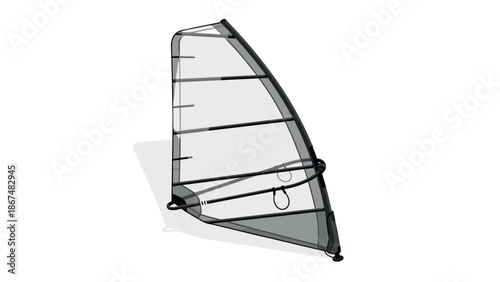 Minimalist monochrome wind sail design on white background