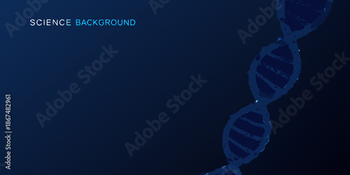 Abstract blue background with a glowing digital dna double helix structure