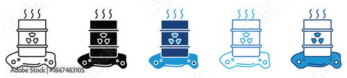 Radioactive waste icon set in multiple styles