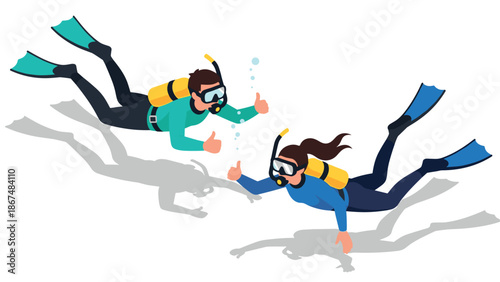 Underwater adventure: scuba diving fun in a modern flat style