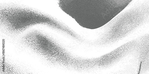 Abstract grey dots forming wavy patterns on white background