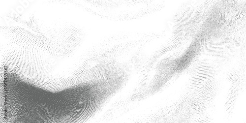 Abstract gray and white dotted pattern with flowing wave-like shapes background texture
