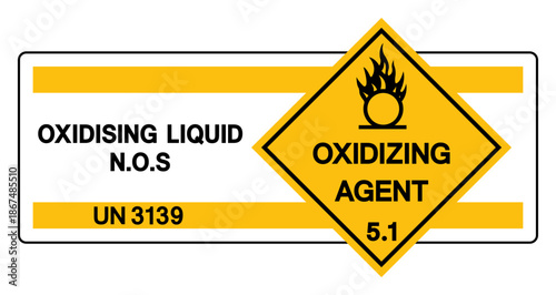Oxidising Liquid UN 3139 Symbol Sign, Vector Illustration, Isolate On White Background, Label.EPS10
