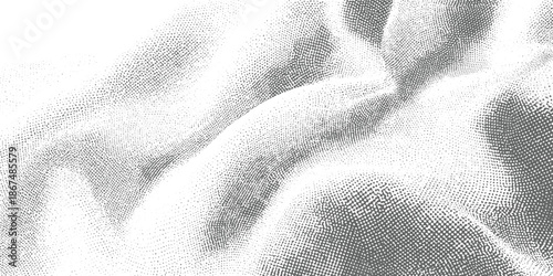 Abstract grayscale dotted texture resembling fabric folds or topographical map background pattern dots