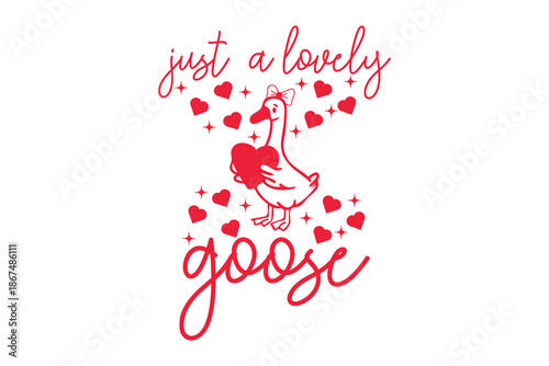 Just a Lovely Goose EPS Cute Valentine Goose Design with Hearts