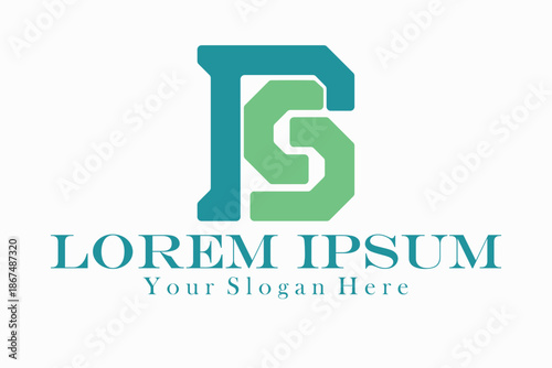 Modern Monogram Letter “PS” Logo Design with Green and Teal Color Palette, Professional Corporate Branding and Minimal Typography
