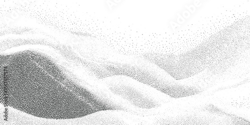 Abstract grayscale stippled texture with flowing organic shapes and gradients background black