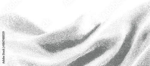 Abstract grey dots forming undulating waves on white background texture pattern
