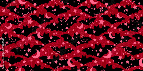 Silhouettes of bats against a background of spider webs. Halloween background