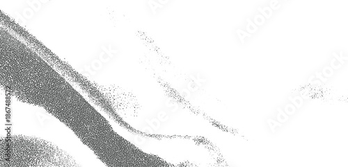 Gray dots forming abstract wavy shapes on white background texture