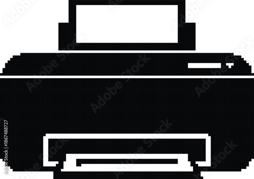 Black Printer Icon Isolated on White Background
