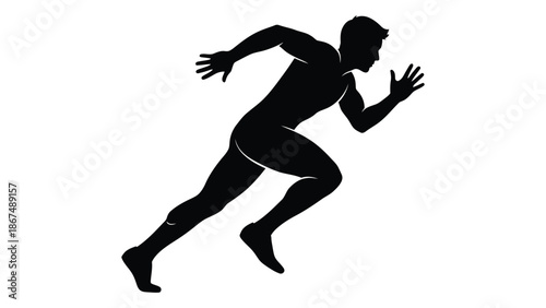 Silhouette of a man in motion dynamically running forward with energy