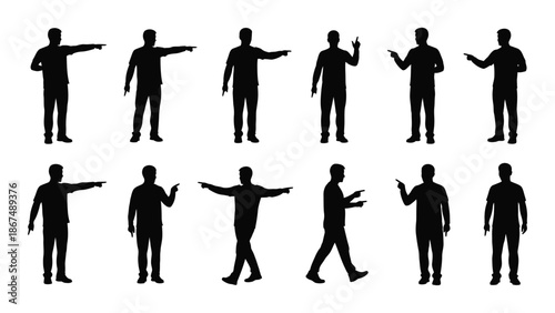 Silhouettes of people in various poses showing different hand gestures