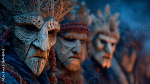 Whispers of the Rauhnacht: Masks Beneath the Bavarian Moon. Gernerative AI
