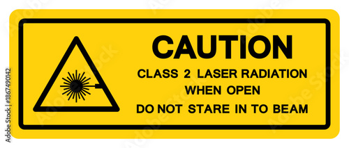 Caution Class 2 Laser Radiation Symbol Sign,Vector Illustration, Isolate On White Background Label.EPS10