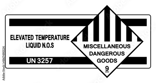 Photos Elevated Temperature Liquid UN 3257 Symbol Sign, Vector Illustration, Isolate On White Background, Label